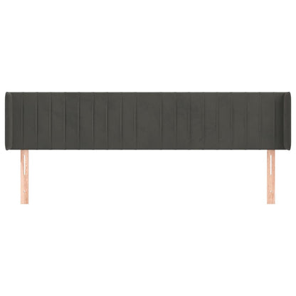 Hoofdbord Met Randen Fluweel 183 x 16 x 78/88 cm Donkergrijs
