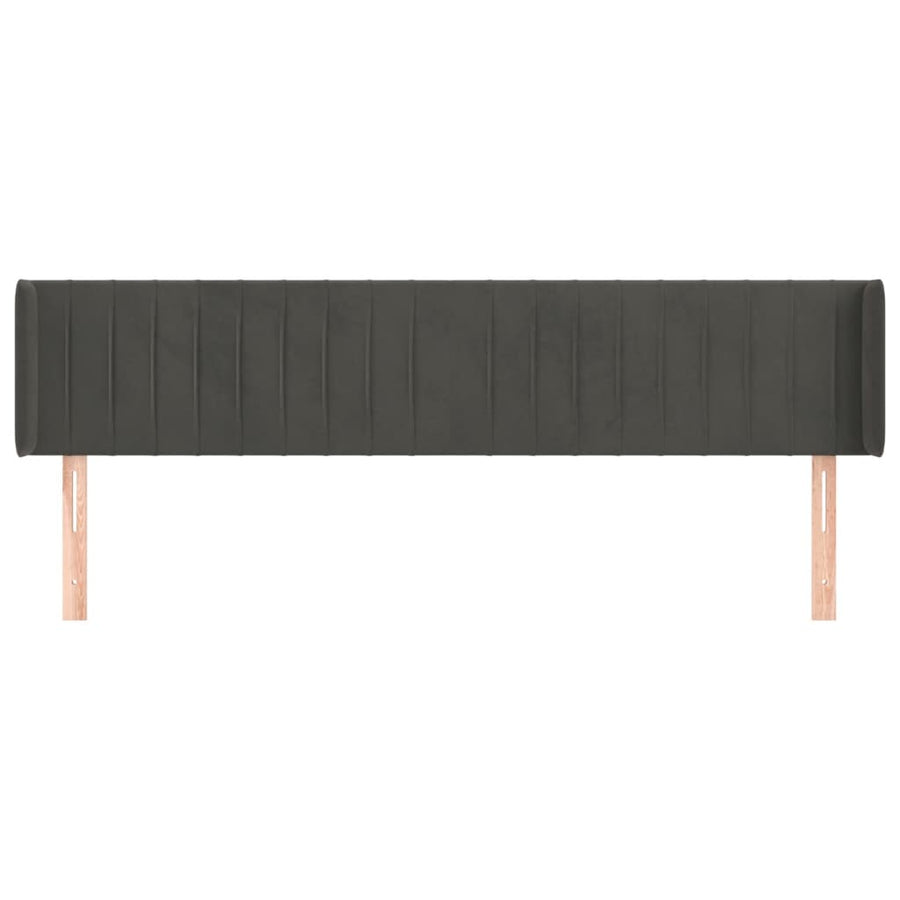 Hoofdbord Met Randen Fluweel 183 x 16 x 78/88 cm Donkergrijs