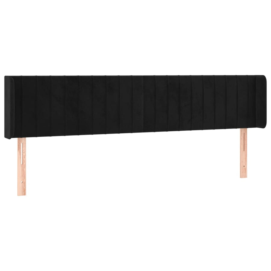 Hoofdbord Met Randen Fluweel 183 x 16 x 78/88 cm Zwart