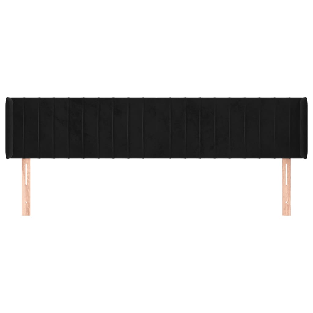 Hoofdbord Met Randen Fluweel 183 x 16 x 78/88 cm Zwart