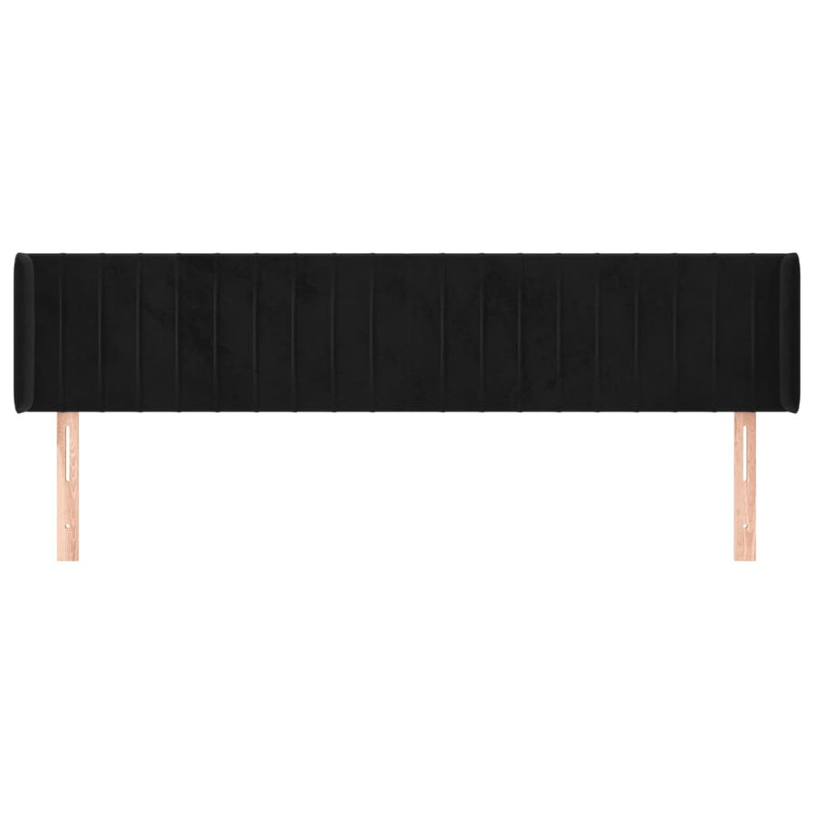 Hoofdbord Met Randen Fluweel 183 x 16 x 78/88 cm Zwart