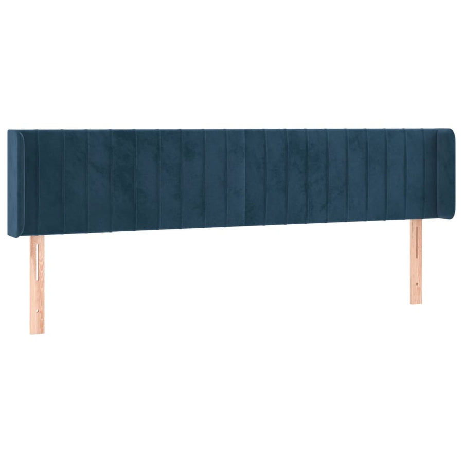 Hoofdbord Met Randen Fluweel 183 x 16 x 78/88 cm Donkerblauw