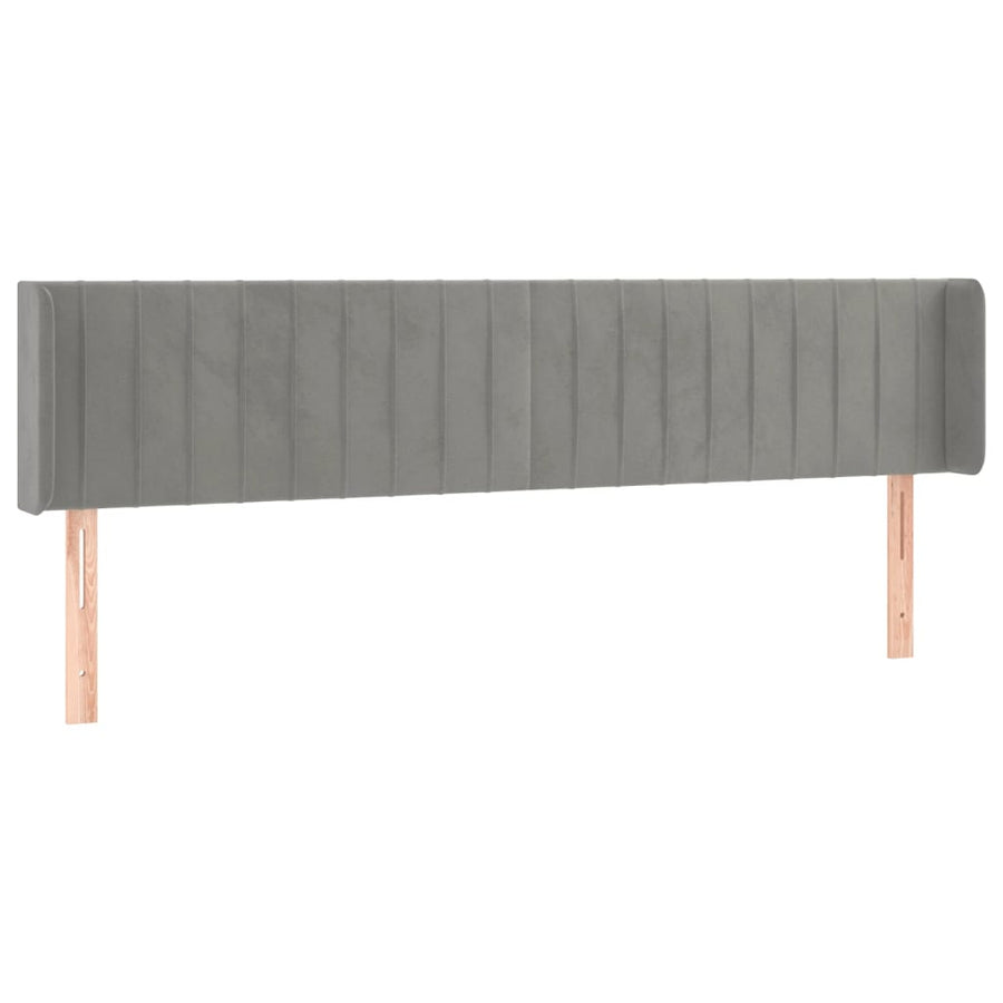 Hoofdbord Met Randen Fluweel 203 x 16 x 78/88 cm Lichtgrijs