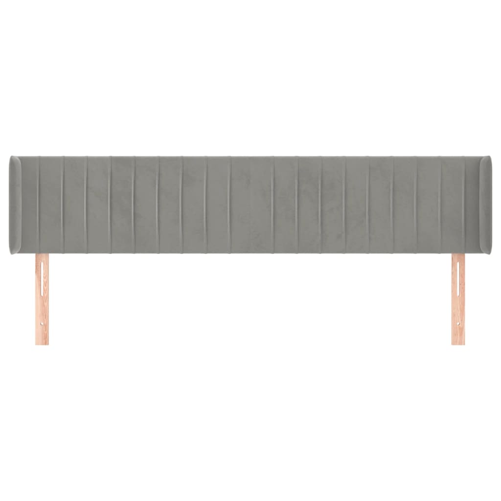 Hoofdbord Met Randen Fluweel 203 x 16 x 78/88 cm Lichtgrijs
