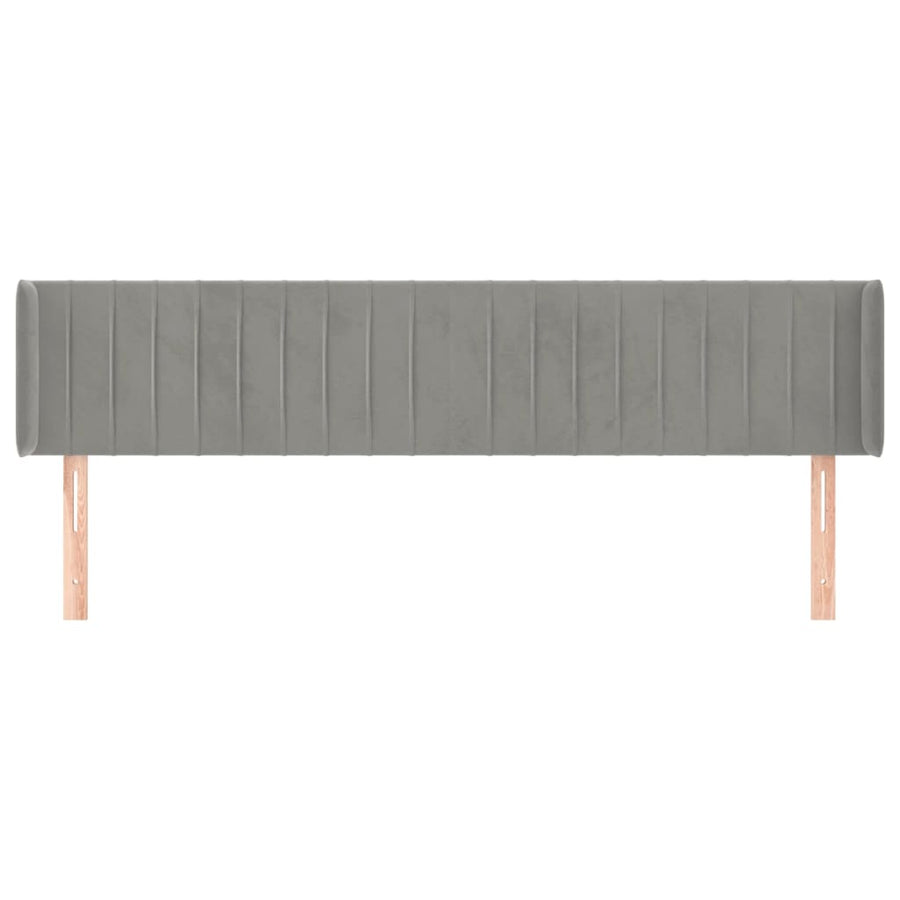 Hoofdbord Met Randen Fluweel 203 x 16 x 78/88 cm Lichtgrijs