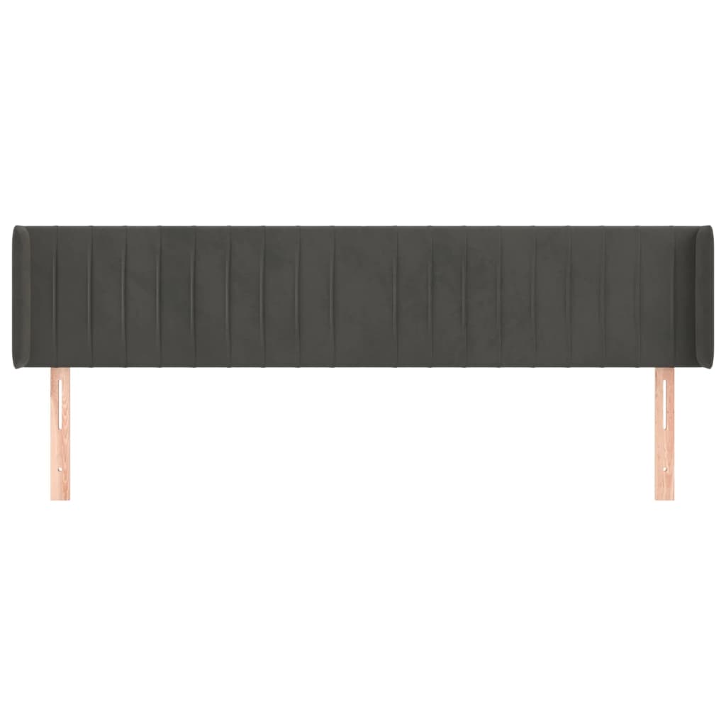 Hoofdbord Met Randen Fluweel 203 x 16 x 78/88 cm Donkergrijs