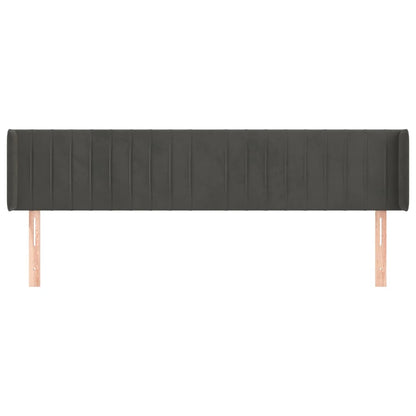 Hoofdbord Met Randen Fluweel 203 x 16 x 78/88 cm Donkergrijs