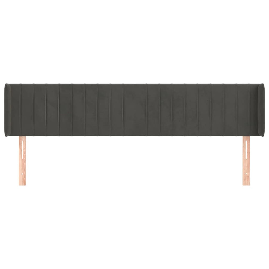 Hoofdbord Met Randen Fluweel 203 x 16 x 78/88 cm Donkergrijs