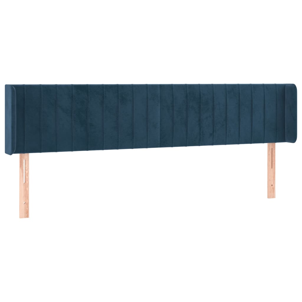 Hoofdbord Met Randen Fluweel 203 x 16 x 78/88 cm Donkerblauw