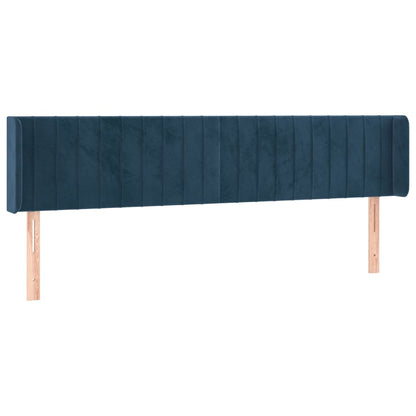 Hoofdbord Met Randen Fluweel 203 x 16 x 78/88 cm Donkerblauw