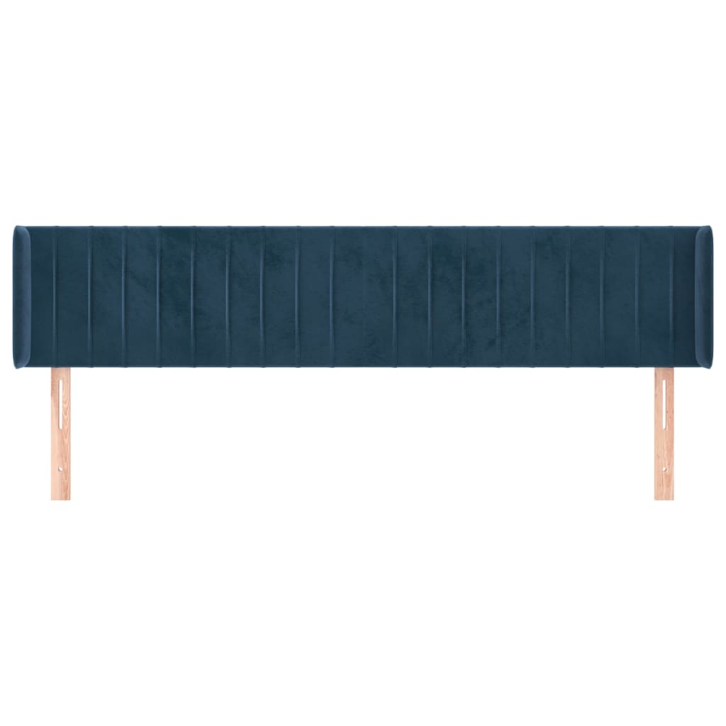 Hoofdbord Met Randen Fluweel 203 x 16 x 78/88 cm Donkerblauw