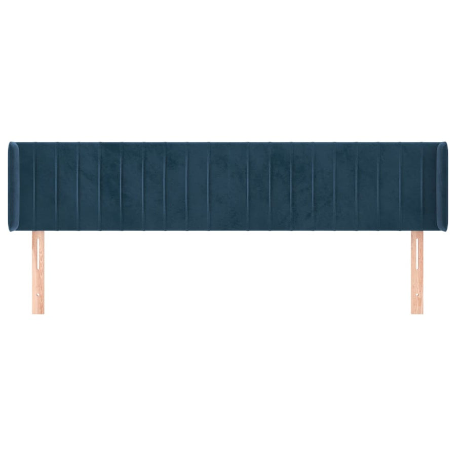 Hoofdbord Met Randen Fluweel 203 x 16 x 78/88 cm Donkerblauw