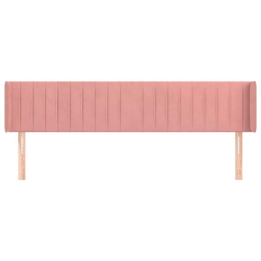 Hoofdbord Met Randen Fluweel 203 x 16 x 78/88 cm Roze