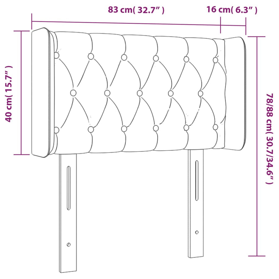 Hoofdbord Met Randen Stof 83 x 16 x 78/88 cm Donkerbruin