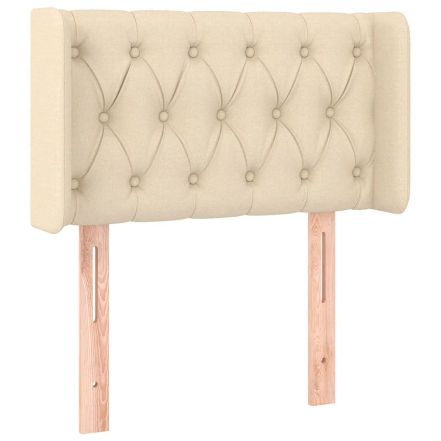 Hoofdbord Met Randen Stof Kleurig 83 x 16 x 78/88 cm Crème