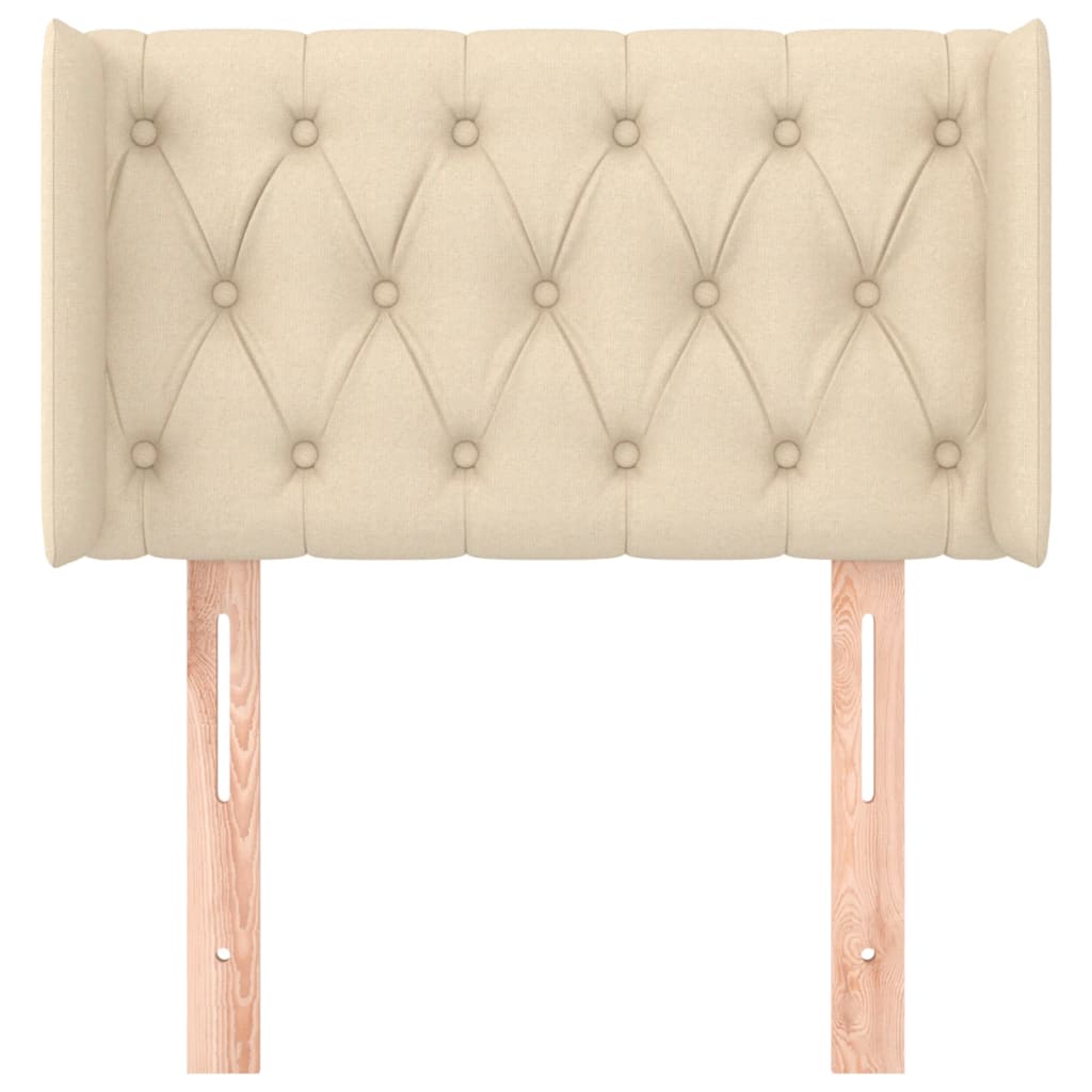 Hoofdbord Met Randen Stof Kleurig 83 x 16 x 78/88 cm Crème