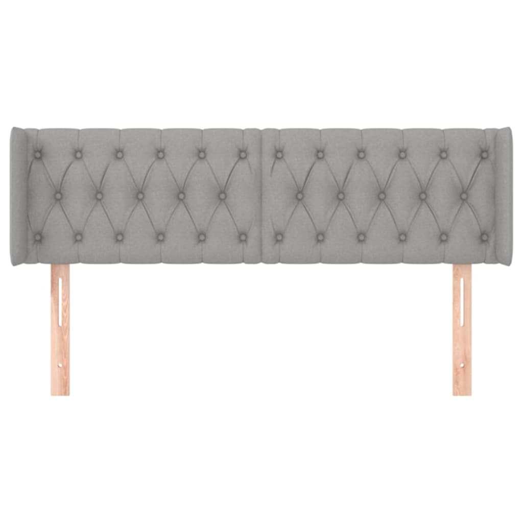 Hoofdbord Met Randen Stof 147 x 16 x 78/88 cm Lichtgrijs