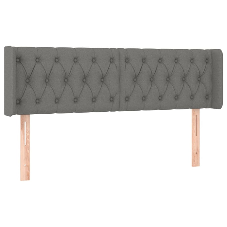 Hoofdbord Met Randen Stof 147 x 16 x 78/88 cm Donkergrijs