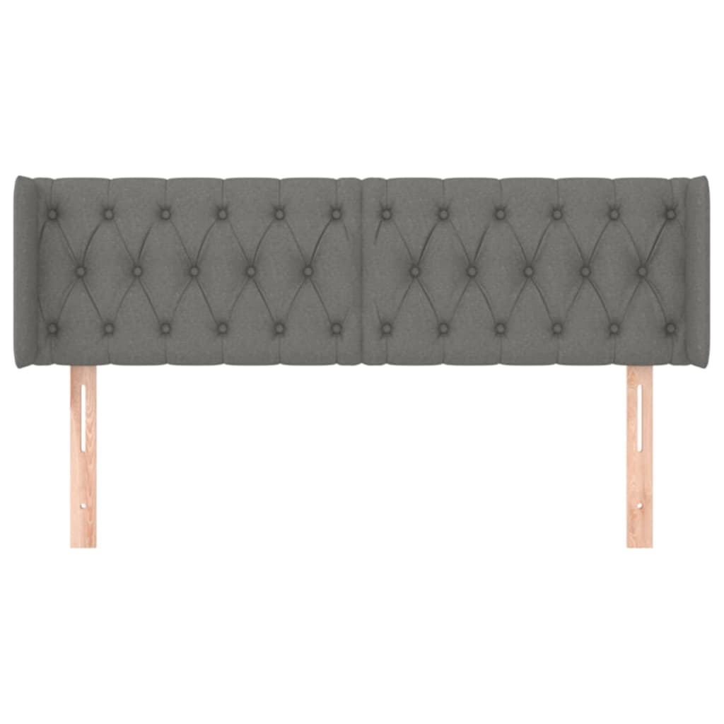 Hoofdbord Met Randen Stof 147 x 16 x 78/88 cm Donkergrijs