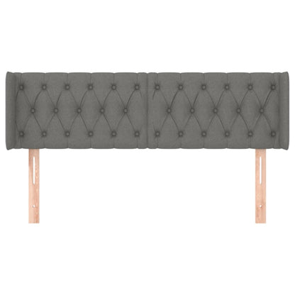 Hoofdbord Met Randen Stof 147 x 16 x 78/88 cm Donkergrijs