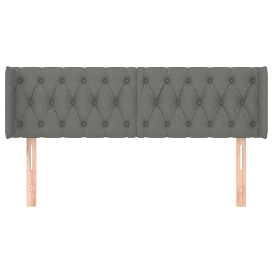 Hoofdbord Met Randen Stof 147 x 16 x 78/88 cm Donkergrijs