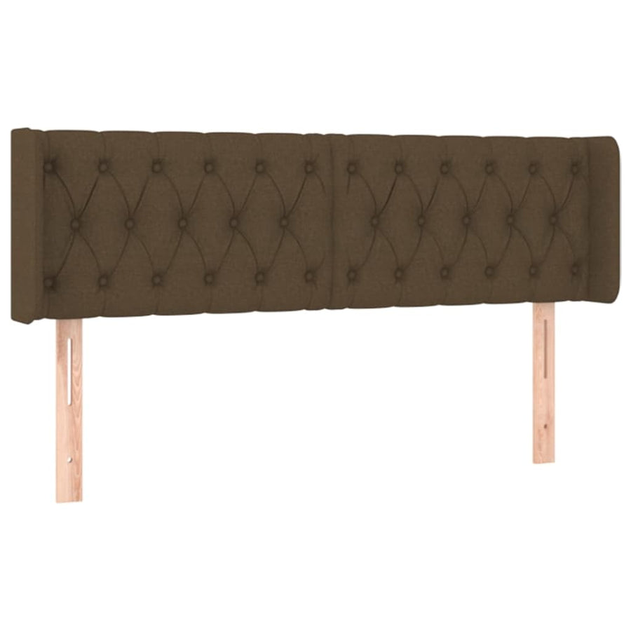 Hoofdbord Met Randen Stof 147 x 16 x 78/88 cm Donkerbruin