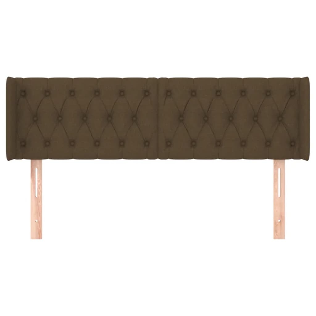 Hoofdbord Met Randen Stof 147 x 16 x 78/88 cm Donkerbruin