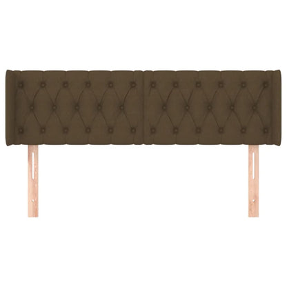 Hoofdbord Met Randen Stof 147 x 16 x 78/88 cm Donkerbruin
