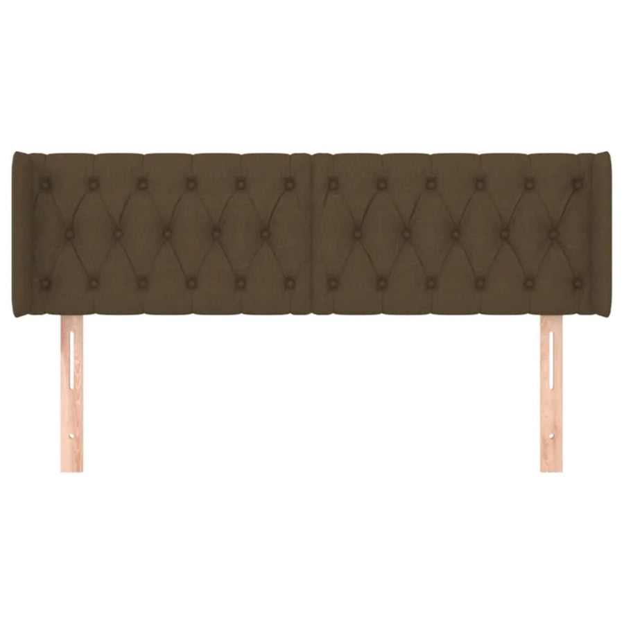 Hoofdbord Met Randen Stof 147 x 16 x 78/88 cm Donkerbruin