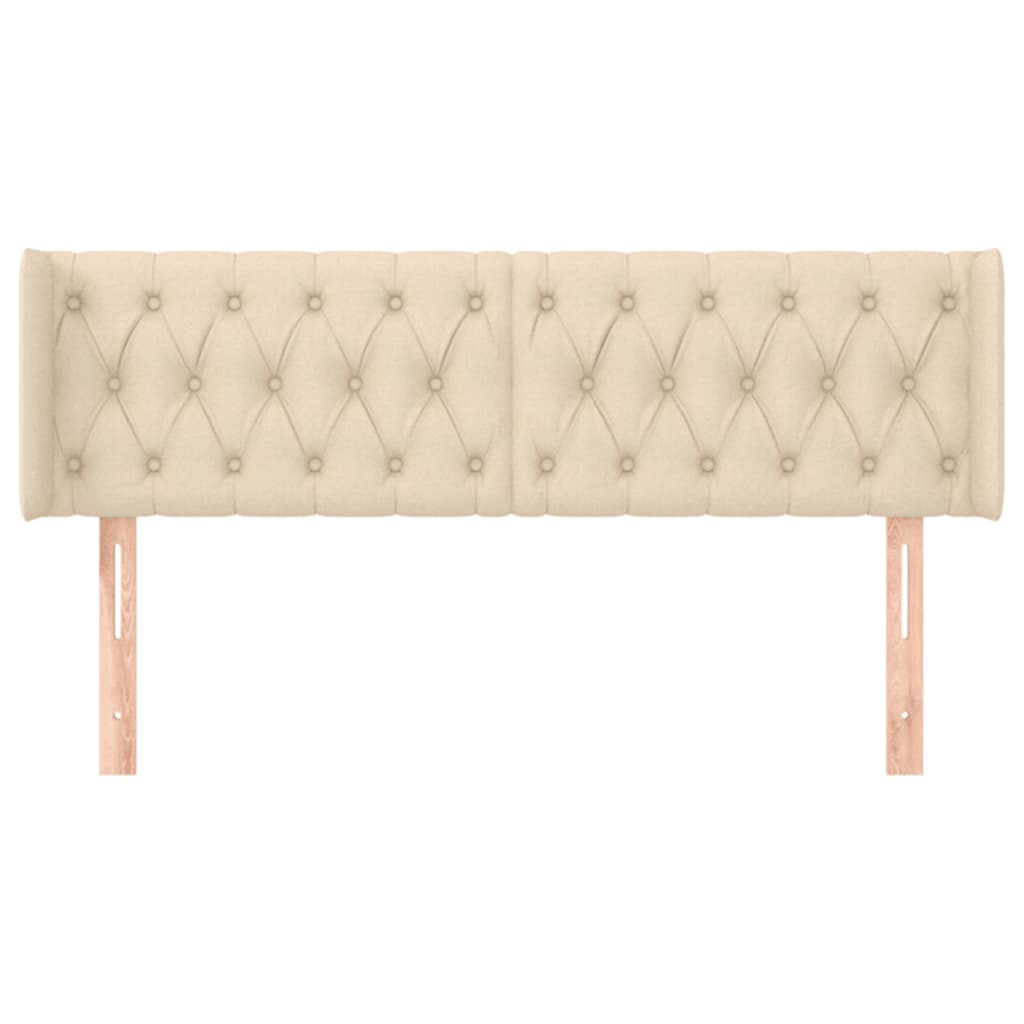 Hoofdbord Met Randen Stof Kleurig 147 x 16 x 78/88 cm Crème