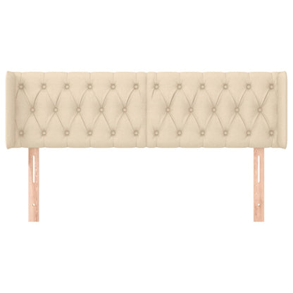 Hoofdbord Met Randen Stof Kleurig 147 x 16 x 78/88 cm Crème