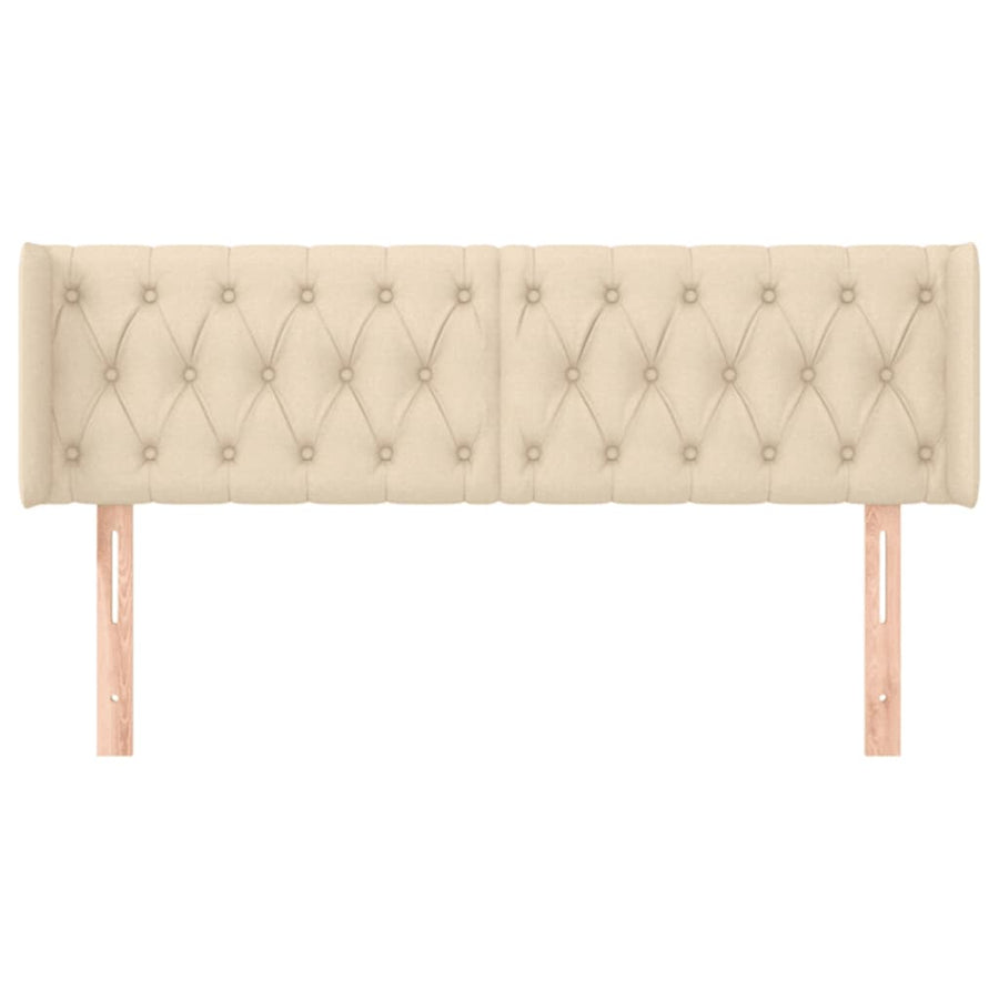 Hoofdbord Met Randen Stof Kleurig 147 x 16 x 78/88 cm Crème