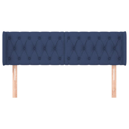 Hoofdbord Met Randen Stof 147 x 16 x 78/88 cm Blauw