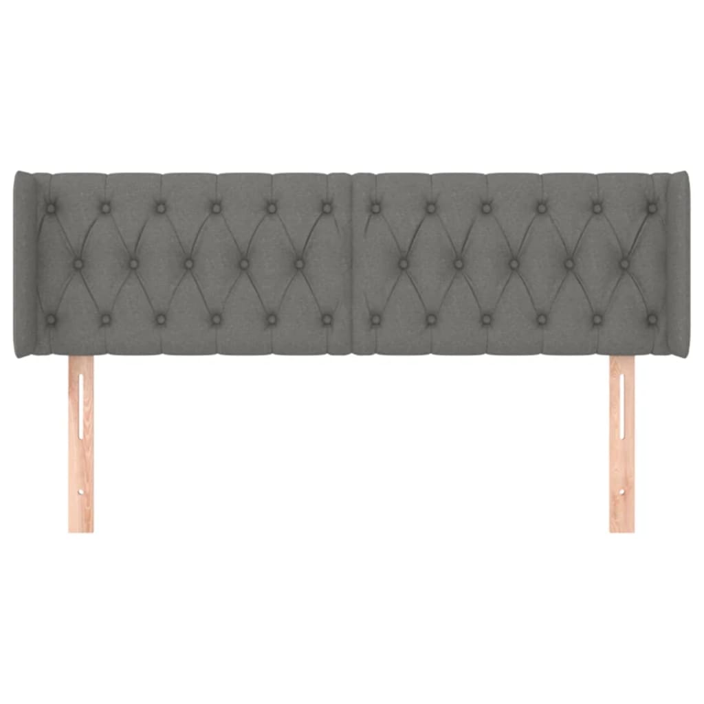 Hoofdbord Met Randen Stof 163 x 16 x 78/88 cm Donkergrijs
