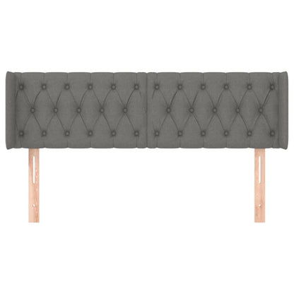 Hoofdbord Met Randen Stof 163 x 16 x 78/88 cm Donkergrijs
