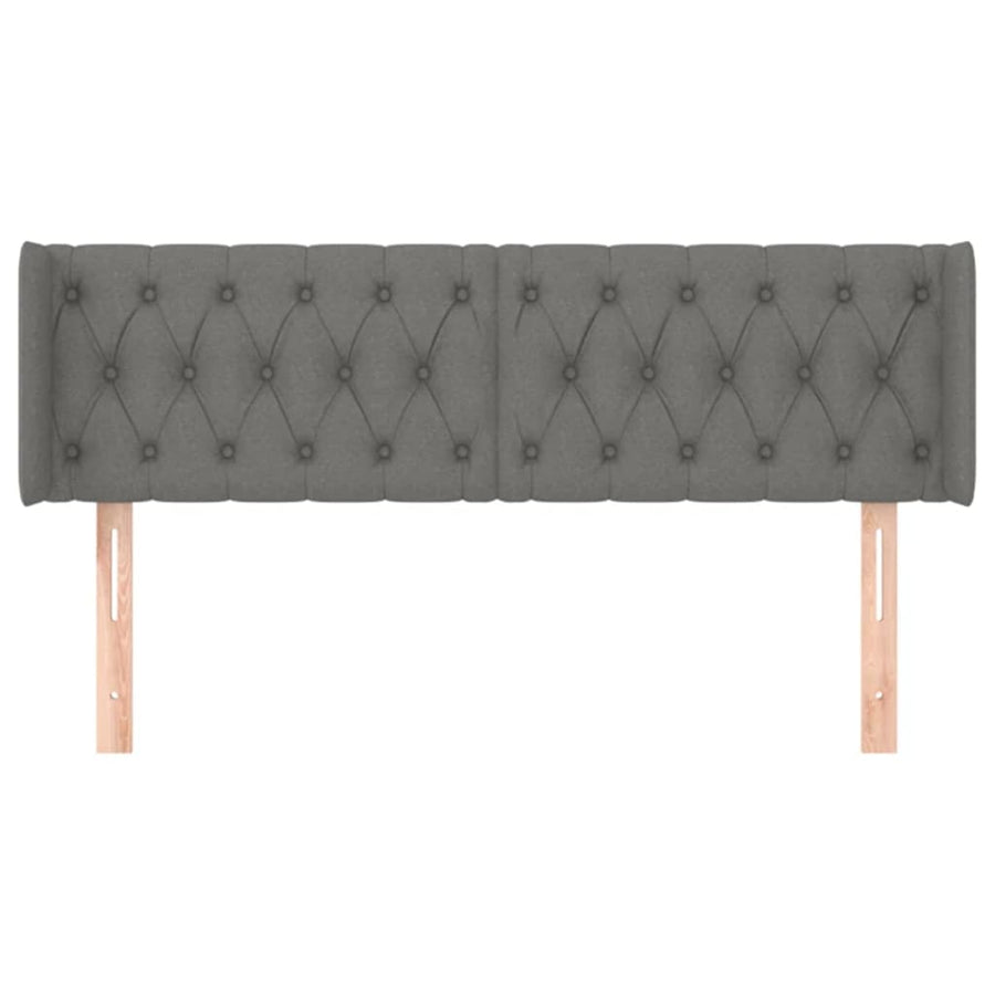 Hoofdbord Met Randen Stof 163 x 16 x 78/88 cm Donkergrijs