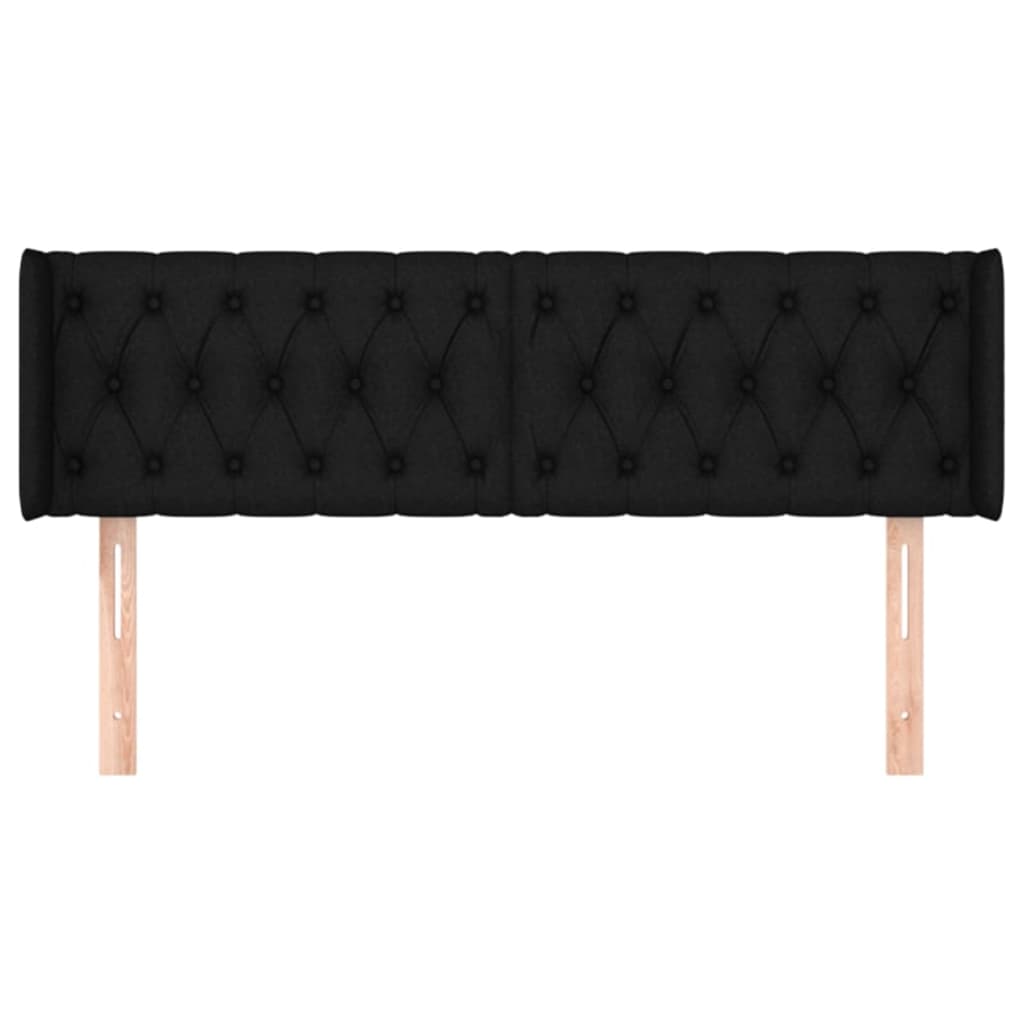Hoofdbord Met Randen Stof 163 x 16 x 78/88 cm Zwart