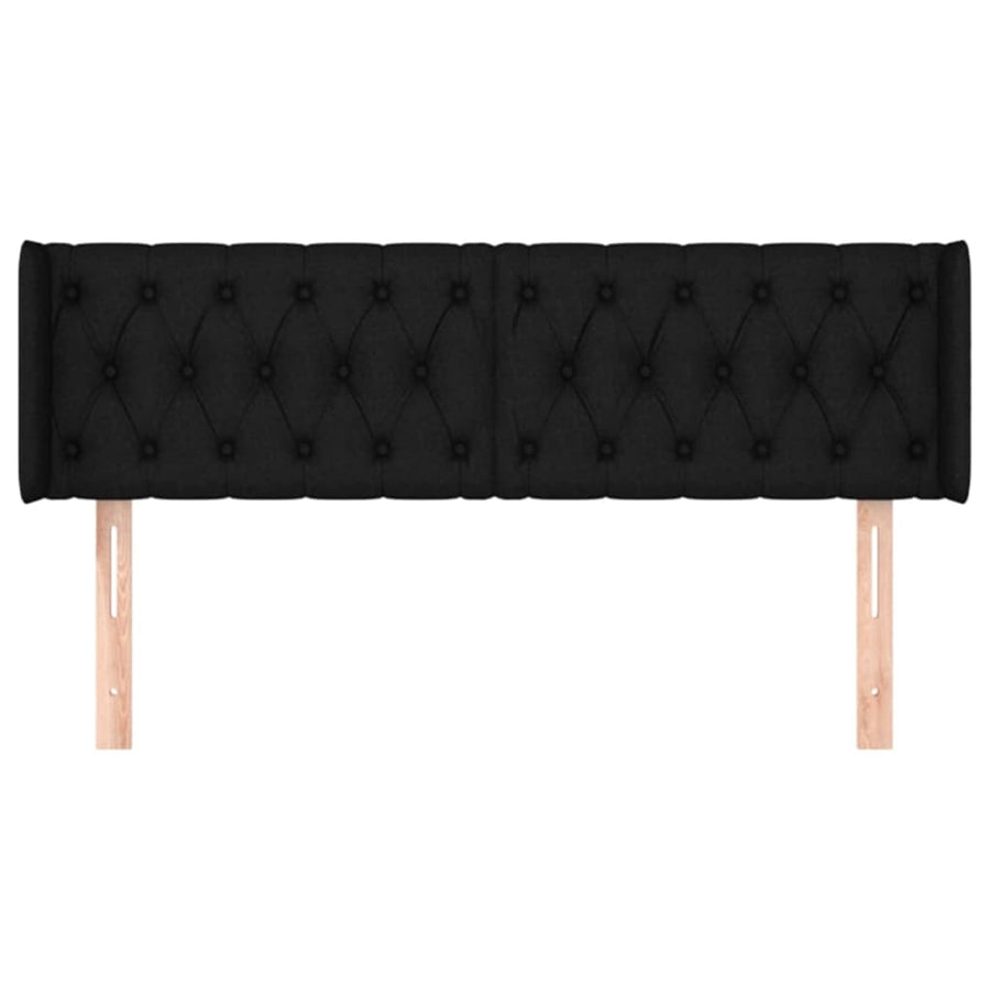Hoofdbord Met Randen Stof 163 x 16 x 78/88 cm Zwart