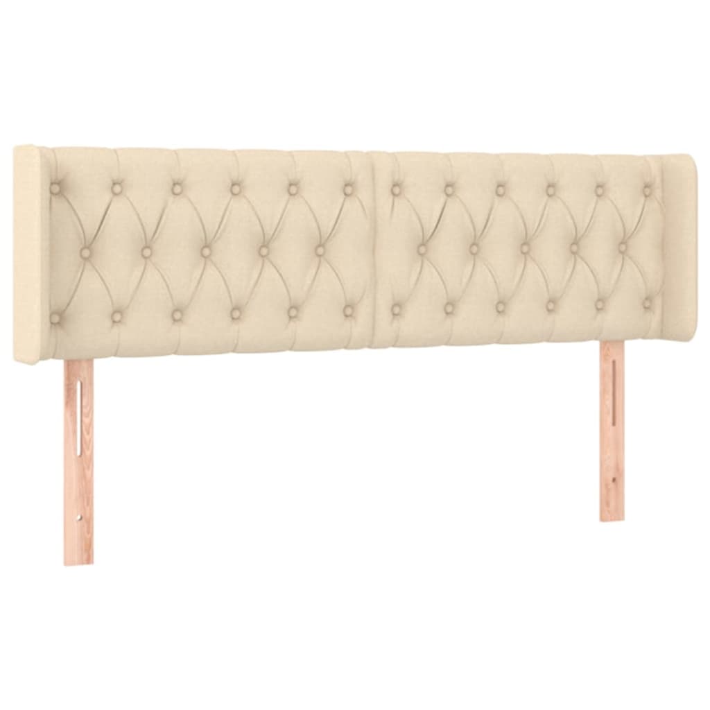 Hoofdbord Met Randen Stof Kleurig 163 x 16 x 78/88 cm Crème