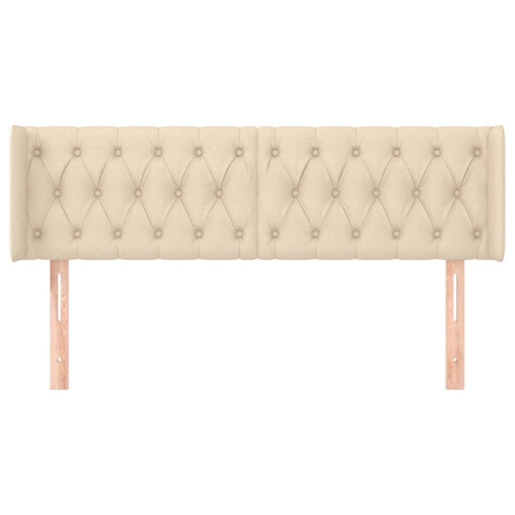 Hoofdbord Met Randen Stof Kleurig 163 x 16 x 78/88 cm Crème