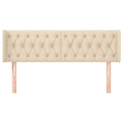 Hoofdbord Met Randen Stof Kleurig 163 x 16 x 78/88 cm Crème
