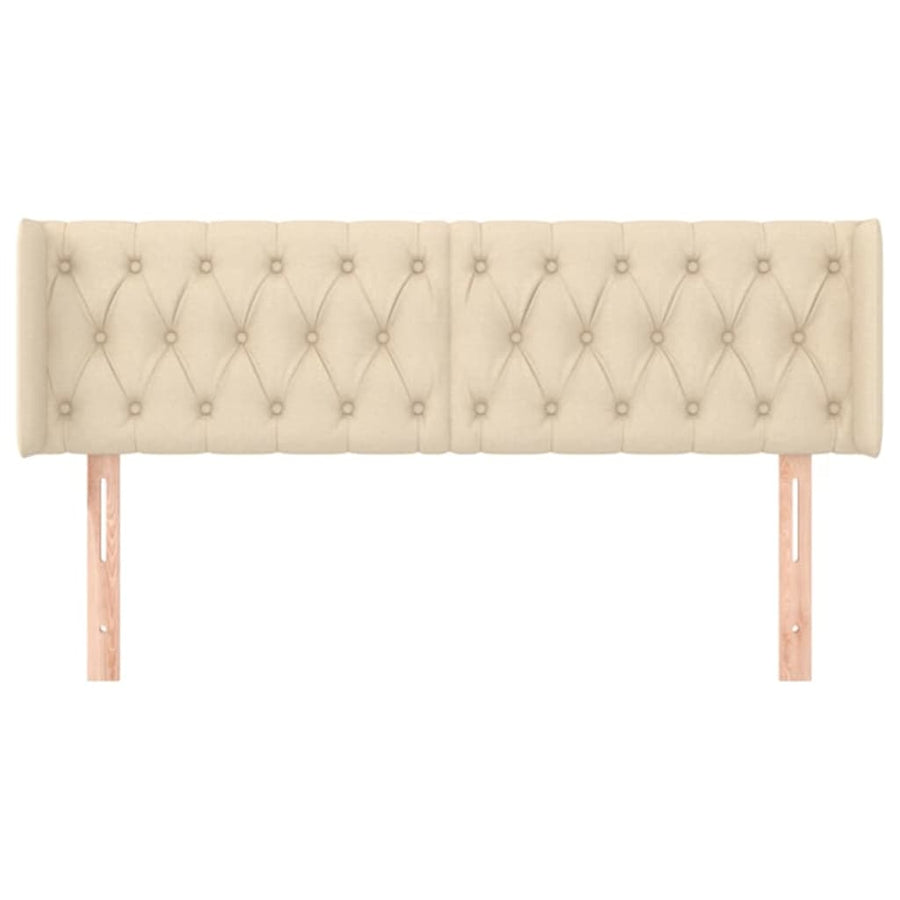 Hoofdbord Met Randen Stof Kleurig 163 x 16 x 78/88 cm Crème