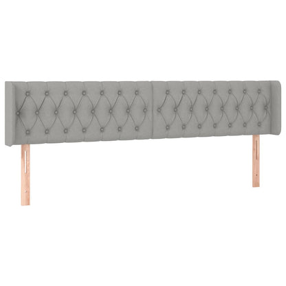 Hoofdbord Met Randen Stof 183 x 16 x 78/88 cm Lichtgrijs