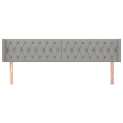 Hoofdbord Met Randen Stof 183 x 16 x 78/88 cm Lichtgrijs