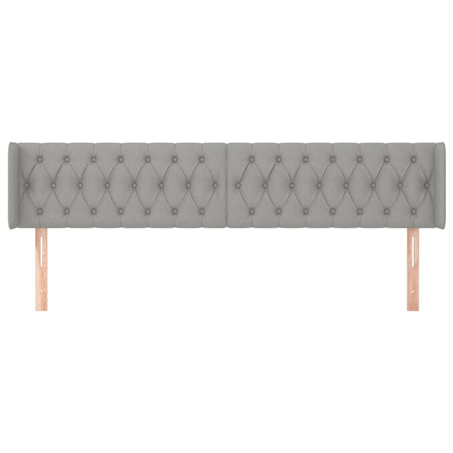 Hoofdbord Met Randen Stof 183 x 16 x 78/88 cm Lichtgrijs
