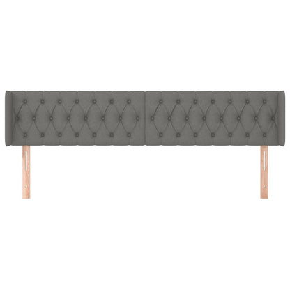 Hoofdbord Met Randen Stof 183 x 16 x 78/88 cm Donkergrijs