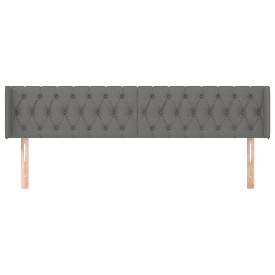 Hoofdbord Met Randen Stof 183 x 16 x 78/88 cm Donkergrijs