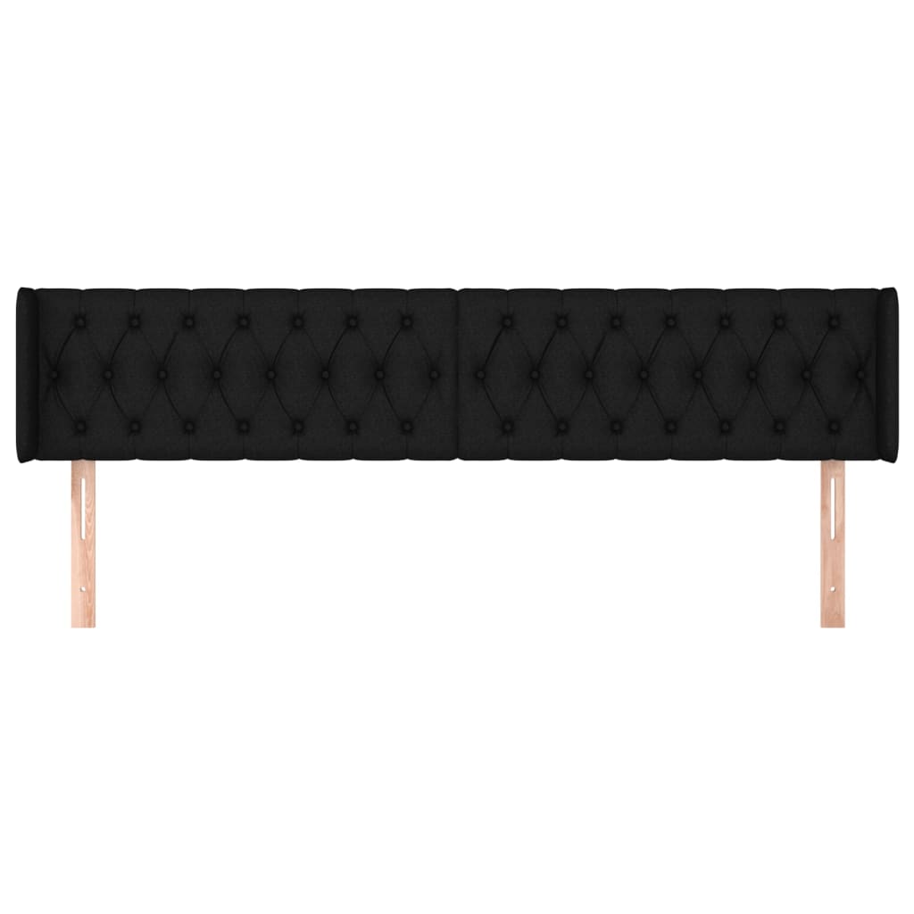 Hoofdbord Met Randen Stof 183 x 16 x 78/88 cm Zwart