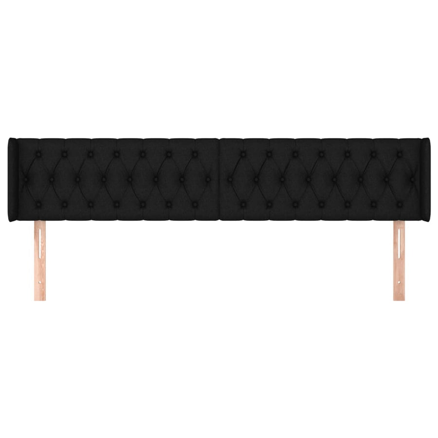 Hoofdbord Met Randen Stof 183 x 16 x 78/88 cm Zwart