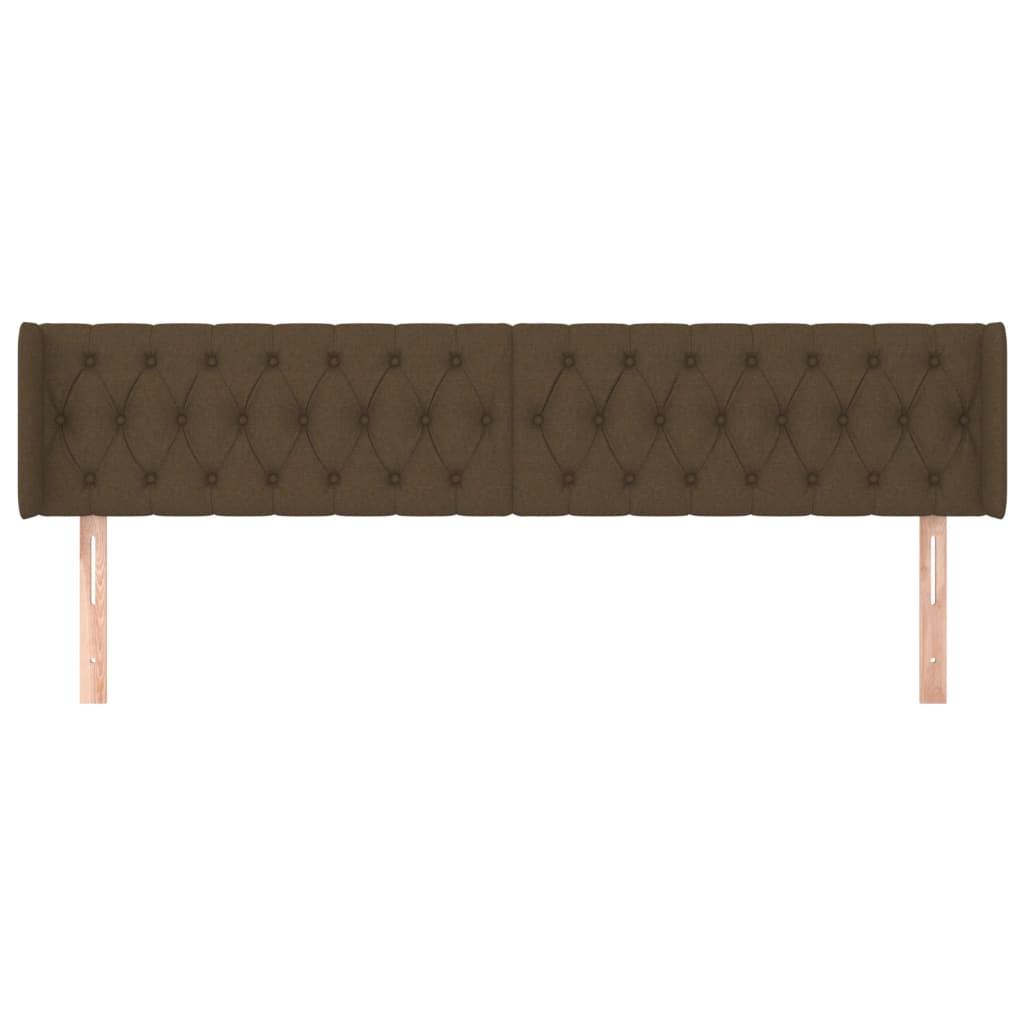 Hoofdbord Met Randen Stof 183 x 16 x 78/88 cm Donkerbruin